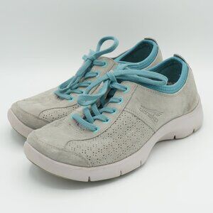 Dansko Elise Grey Suede Teal Lace-Up Athletic Comfort Shoes - EU 36